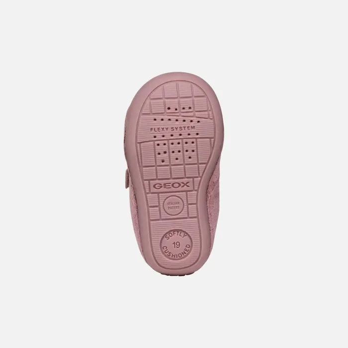 Kids Geox First Steps TUTIM BABY GIRL PinkPlatinum Sneakers With Straps Pinkplatinum