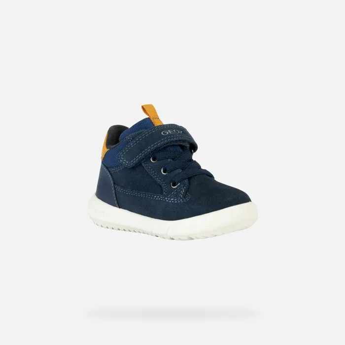 Kids Geox MidCalf Boots HYROO A Waterproof Boots Navy Blue Baby Boy Geox Navyochre Yellow