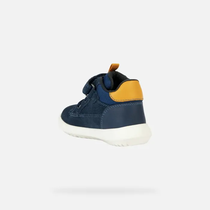 Kids Geox MidCalf Boots HYROO A Waterproof Boots Navy Blue Baby Boy Geox Navyochre Yellow