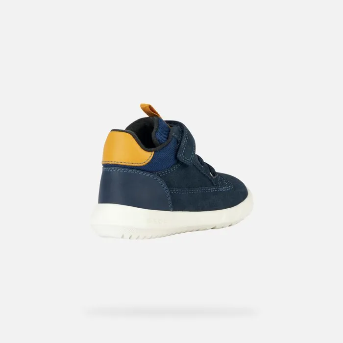 Kids Geox MidCalf Boots HYROO A Waterproof Boots Navy Blue Baby Boy Geox Navyochre Yellow