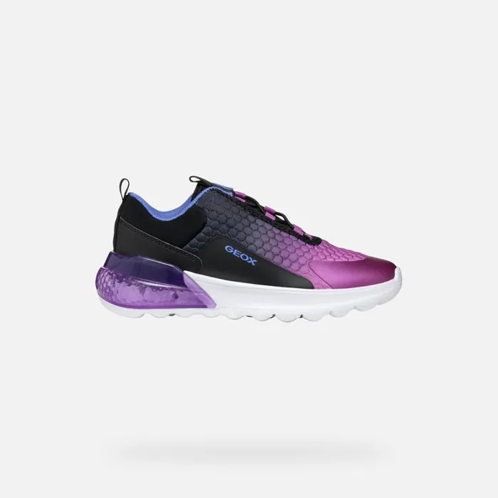 Kids Geox Sneakers ACTIVART ILLUMINUS JUNIOR BlackPurple Low Top Sneakers Blackpurple