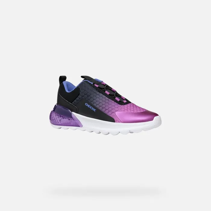 Kids Geox Sneakers ACTIVART ILLUMINUS JUNIOR BlackPurple Low Top Sneakers Blackpurple