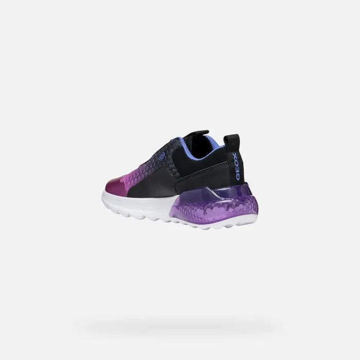 Kids Geox Sneakers ACTIVART ILLUMINUS JUNIOR BlackPurple Low Top Sneakers Blackpurple