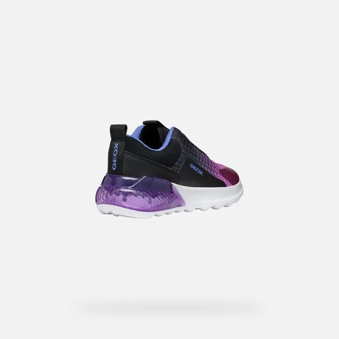 Kids Geox Sneakers ACTIVART ILLUMINUS JUNIOR BlackPurple Low Top Sneakers Blackpurple