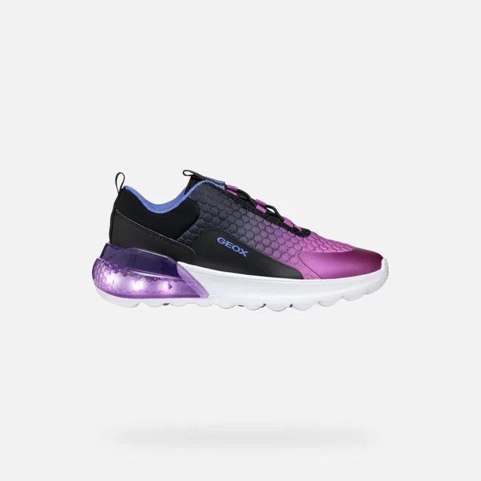Kids Geox Sneakers ACTIVART ILLUMINUS JUNIOR BlackPurple Low Top Sneakers Blackpurple