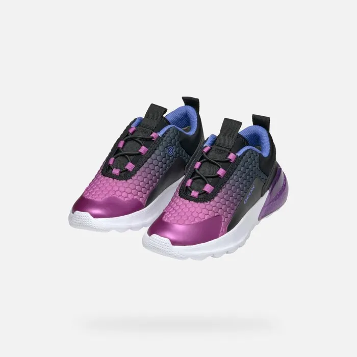Kids Geox Sneakers ACTIVART ILLUMINUS JUNIOR BlackPurple Low Top Sneakers Blackpurple