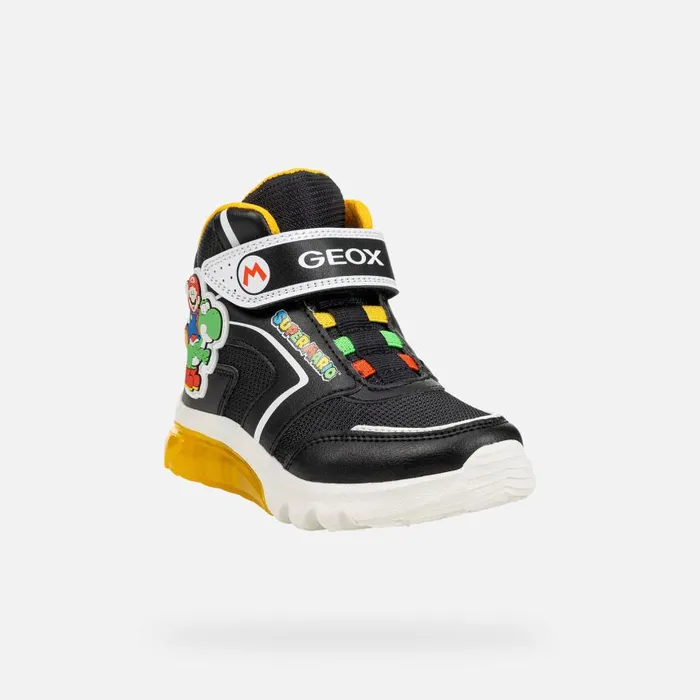 Kids Geox Sneakers CIBERDRON JUNIOR BlackYellow Nintendo 8211 Supermario Blackyellow
