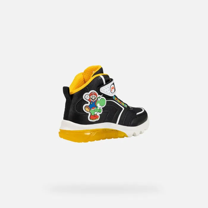 Kids Geox Sneakers CIBERDRON JUNIOR BlackYellow Nintendo 8211 Supermario Blackyellow