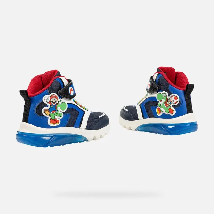 Kids Geox Sneakers CIBERDRON JUNIOR NavyRoyal Nintendo 8211 Supermario Navyroyal