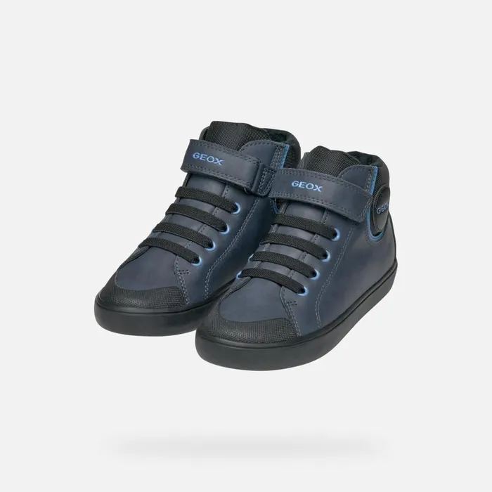 Kids Geox Sneakers GISLI BOY NavyLight Blue High Top Sneakers Navylight Blue