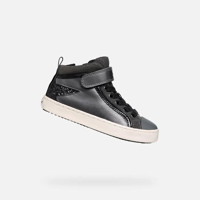 Kids Geox Sneakers KALISPERA GIRL Dark GreyBlack High Top Sneakers Dark Greyblack