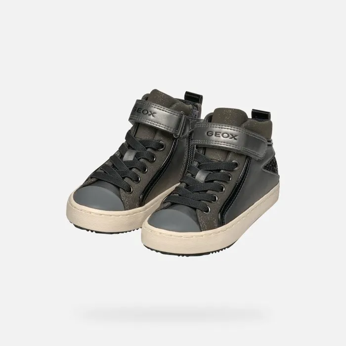 Kids Geox Sneakers KALISPERA GIRL Dark GreyBlack High Top Sneakers Dark Greyblack