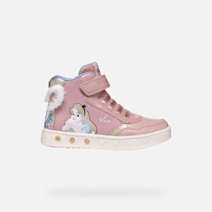 Kids Geox Sneakers SKYLIN JUNIOR Light RosePlatinum Alice 8211 Disney Light Roseplatinum