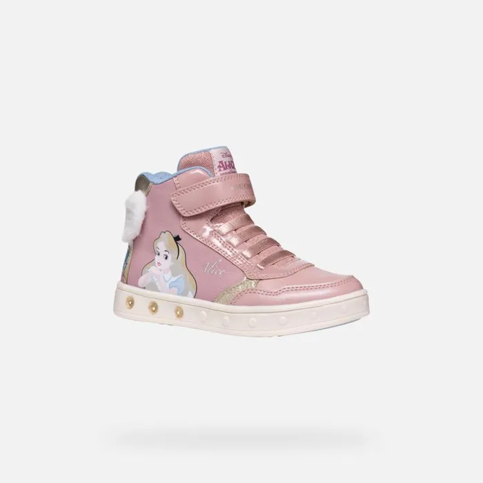 Kids Geox Sneakers SKYLIN JUNIOR Light RosePlatinum Alice 8211 Disney Light Roseplatinum