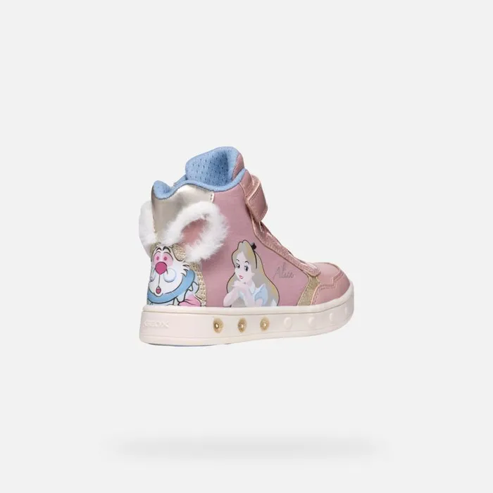 Kids Geox Sneakers SKYLIN JUNIOR Light RosePlatinum Alice 8211 Disney Light Roseplatinum