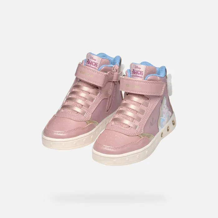 Kids Geox Sneakers SKYLIN JUNIOR Light RosePlatinum Alice 8211 Disney Light Roseplatinum