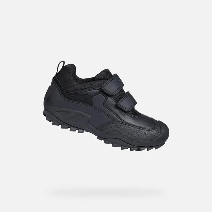 Kids Geox Uniform Shoes NEW SAVAGE B A Waterproof Shoes Black Junior Boy Geox Black
