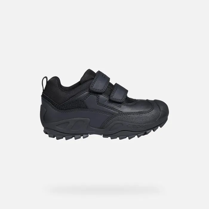 Kids Geox Uniform Shoes NEW SAVAGE B A Waterproof Shoes Black Junior Boy Geox Black