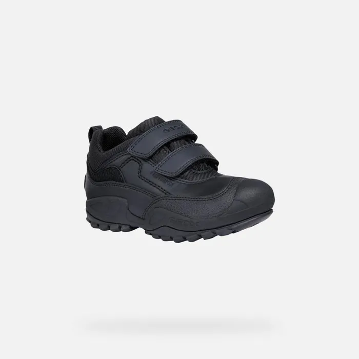 Kids Geox Uniform Shoes NEW SAVAGE B A Waterproof Shoes Black Junior Boy Geox Black