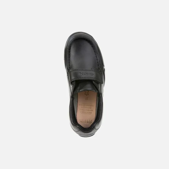 Kids Geox Uniform Shoes WSNAKE MOCASSINO Junior Boy039s Black Leather Loafers Geox Black