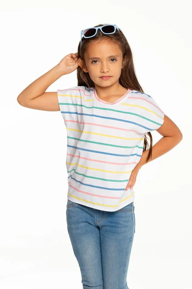 Kids Girls Chaser Brand Girls Recycled Vintage Jersey Cap Sleeve Vent Back Tee