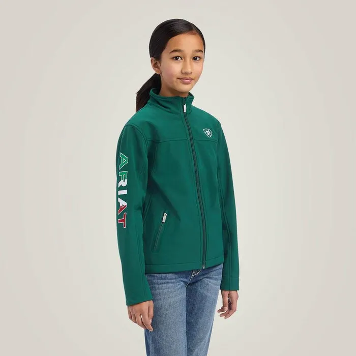 Kids Jackets and Vests Ariat New Team Softshell MEXICO Jacket Verde