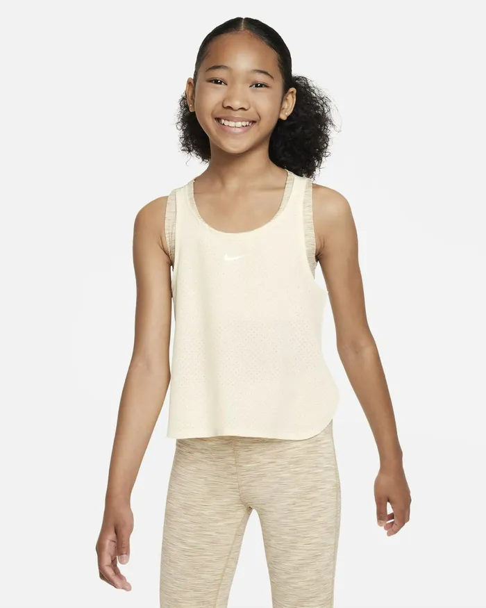 Kids Nike Tops And TShirts DriFIT One Hempcoconut Milkwhite