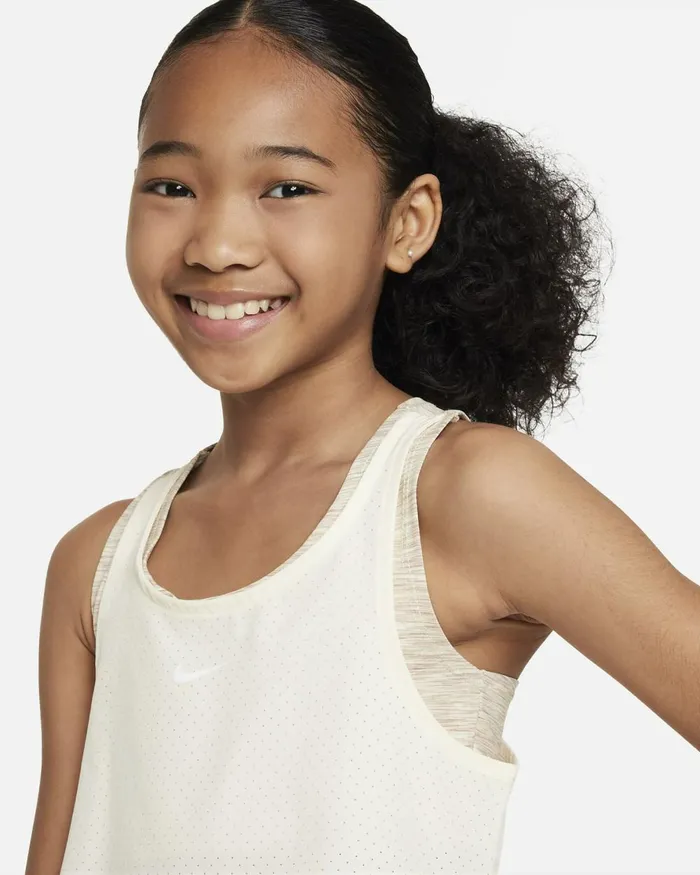 Kids Nike Tops And TShirts DriFIT One Hempcoconut Milkwhite