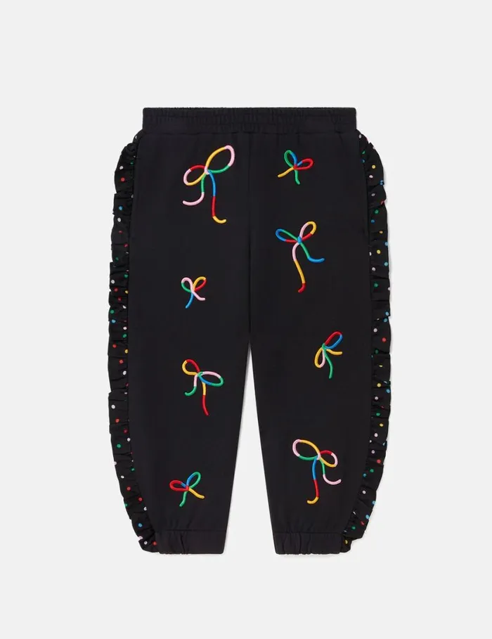 Kids Ribbon Print Frilled Joggers Multicolour Stella McCartney Pants and Shorts