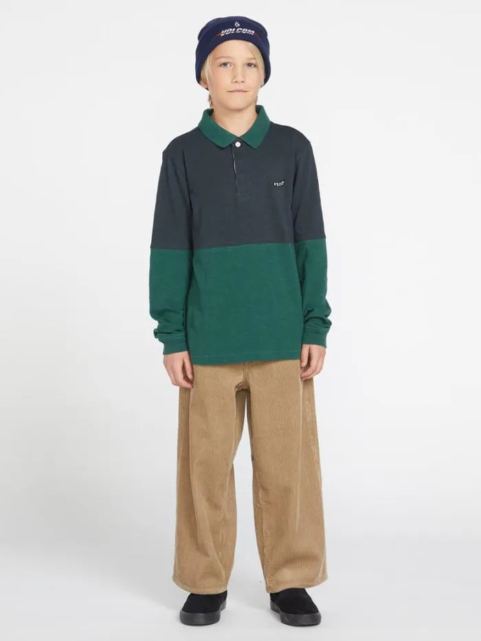 Kids Shirts and Flannels Volcom Big Boys Duo Stone Polo Long Sleeve Shirt 8211 Navy
