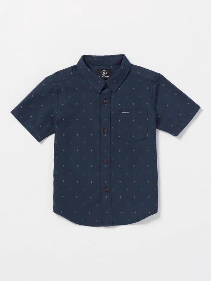 Kids Shirts and Flannels Volcom Little Boys Hone Stone Woven Short Sleeve Shirt 8211 Navy