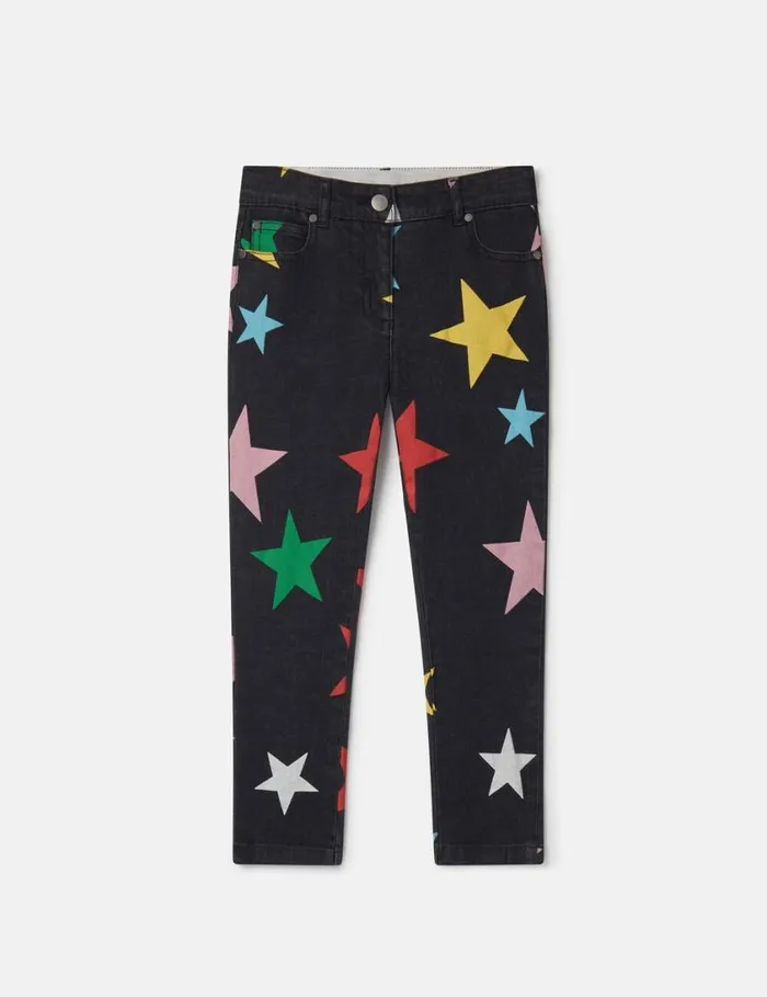 Kids Star Pattern Denim Jeans Multicolour Stella McCartney Pants and Shorts
