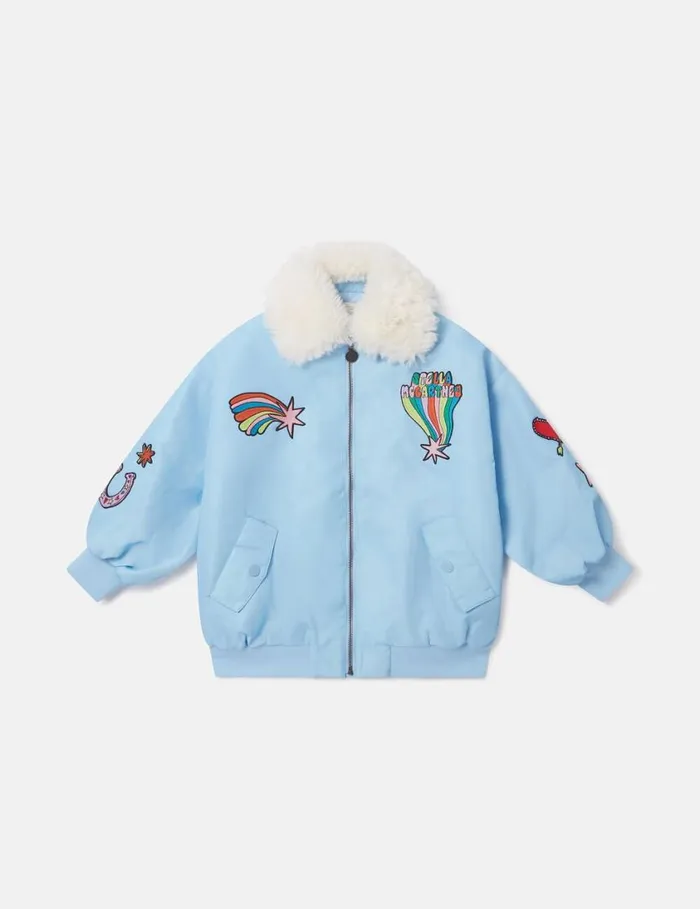 Kids Stella Graphic Bomber Jacket Lavender Stella McCartney Outerwear