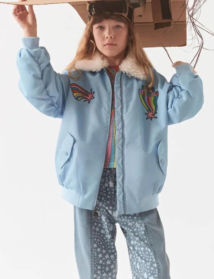 Kids Stella Graphic Bomber Jacket Lavender Stella McCartney Outerwear