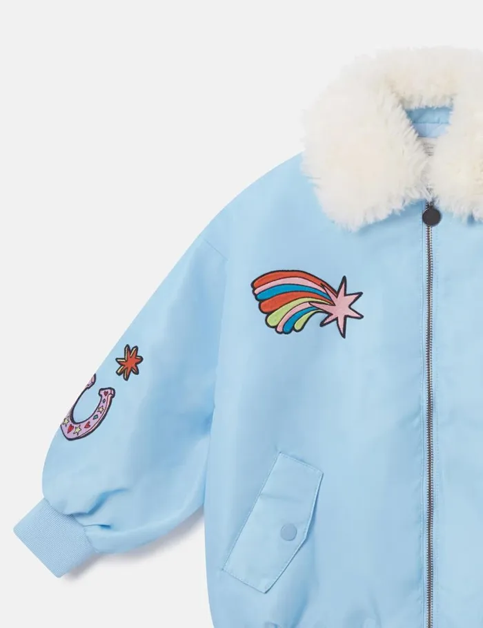 Kids Stella Graphic Bomber Jacket Lavender Stella McCartney Outerwear