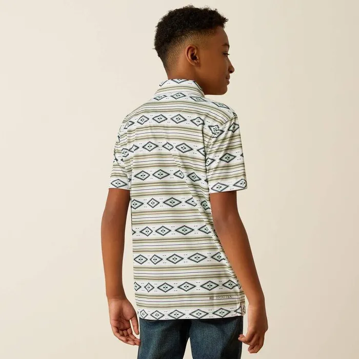 Kids TShirts and Polos Ariat All Over Print Polo White Serape Kids TShirts and Polos Ariat All Over Print Polo White Serape