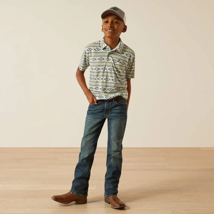 Kids TShirts and Polos Ariat All Over Print Polo White Serape Kids TShirts and Polos Ariat All Over Print Polo White Serape
