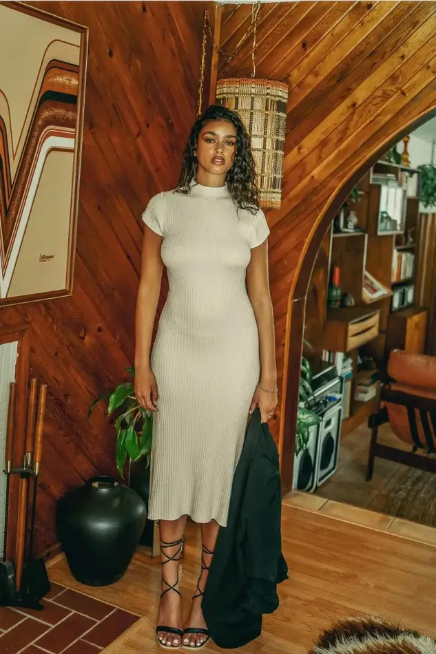 Kimi Bodycon Dress In Ivory Ivory Women Bohme Dresses