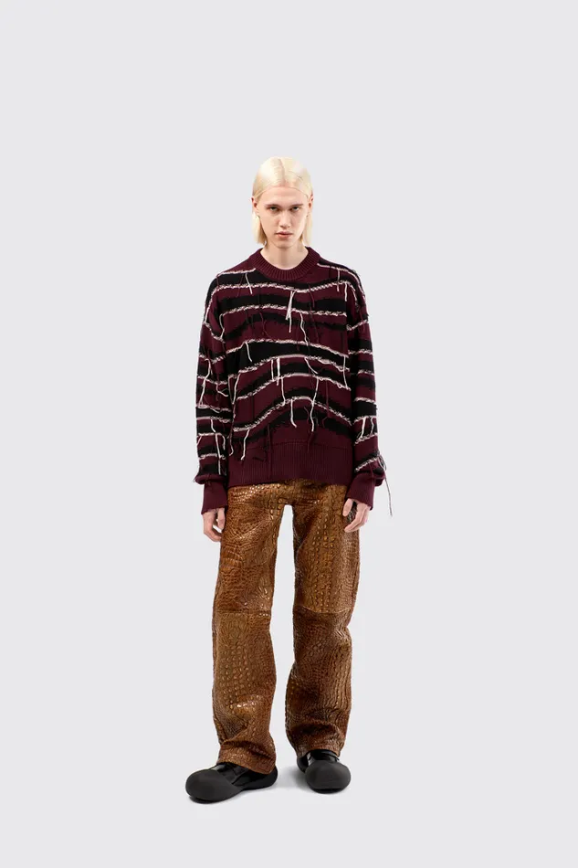 Knit Women Camper Melange Knit Sweater Brown Organic Cotton Knit Sweater