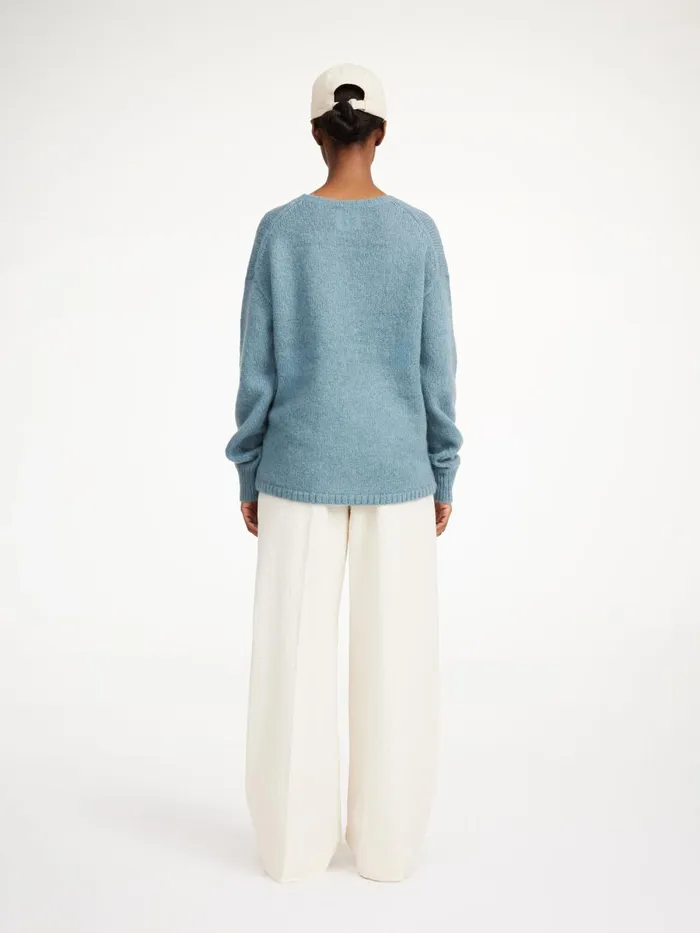Knitwear Women By Malene Birger Briella Mohairblend Sweater Cool Water Knitwear Women By Malene Birger Briella Mohairblend Sweater Cool Water
