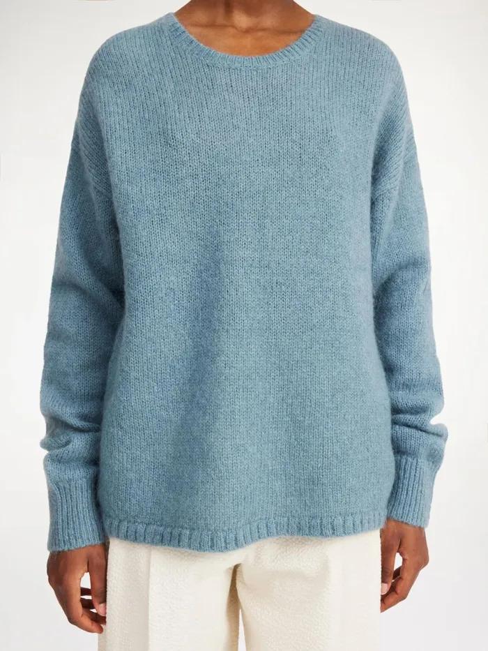 Knitwear Women By Malene Birger Briella Mohairblend Sweater Cool Water Knitwear Women By Malene Birger Briella Mohairblend Sweater Cool Water