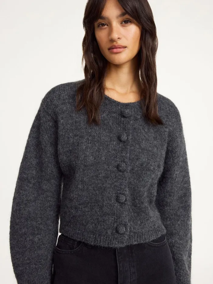 Knitwear Women By Malene Birger Zharea Woolblend Cardigan Grey Melange
