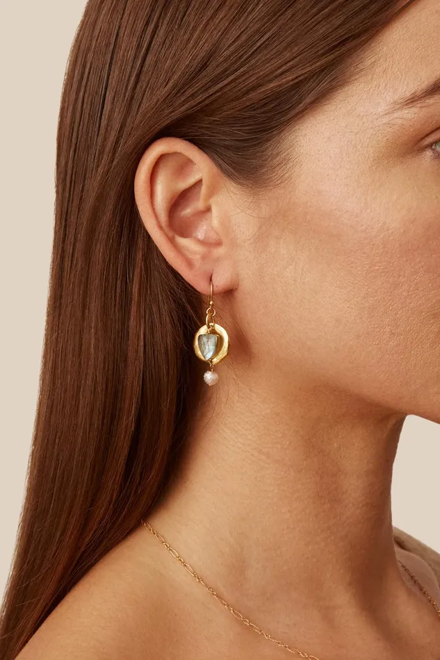 Labradorite and Pearl Ostra Earrings Women Chan Luu Earrings