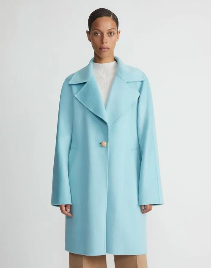 Lafayette 148 New York Brushed Cashmere Double Face Oversized Coat Sea Grass Ready To Wear Jackets and Blazers