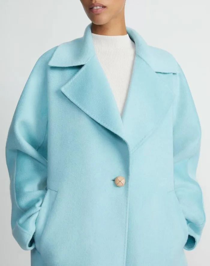 Lafayette 148 New York Brushed Cashmere Double Face Oversized Coat Sea Grass Ready To Wear Jackets and Blazers