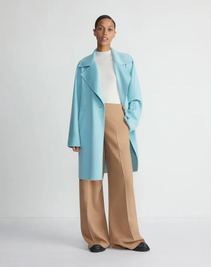 Lafayette 148 New York Brushed Cashmere Double Face Oversized Coat Sea Grass Ready To Wear Jackets and Blazers