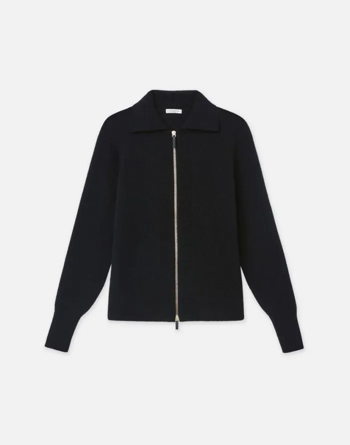 Lafayette 148 New York Cashmere Polo Cardigan Black Ready To Wear Sweaters and Knits