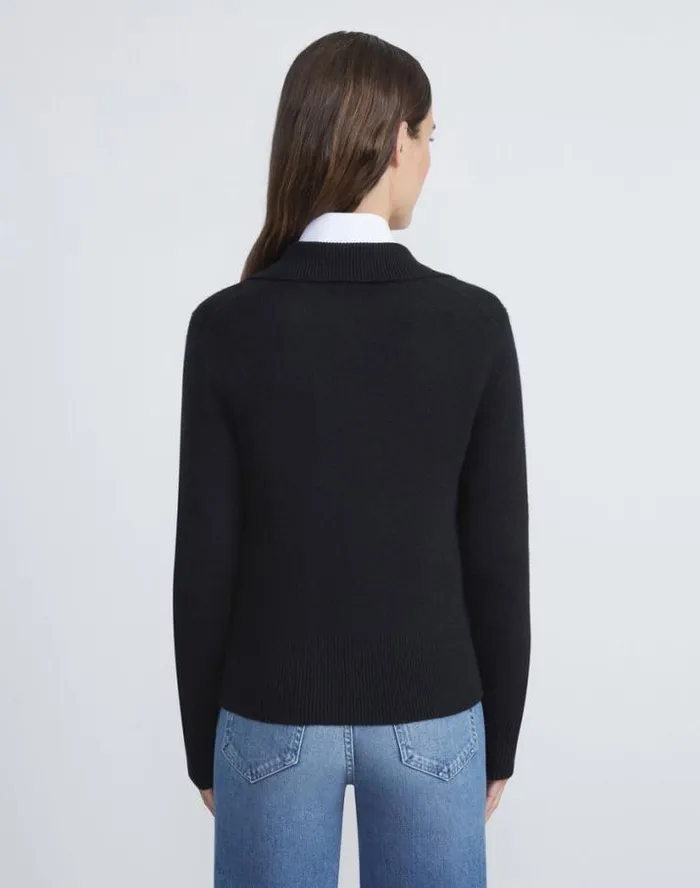 Lafayette 148 New York Cashmere Polo Cardigan Black Ready To Wear Sweaters and Knits