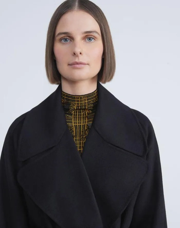 Lafayette 148 New York Double Face Cashmere Oversized Trench Coat Black Ready To Wear Jackets and Blazers