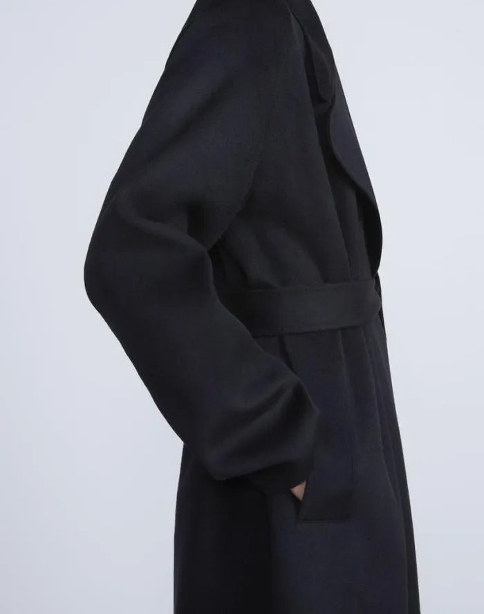 Lafayette 148 New York Double Face Cashmere Oversized Trench Coat Black Ready To Wear Jackets and Blazers